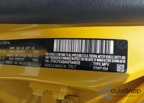 2017 Fiat 500X Pop Fwd из США, поврежденный, VIN ZFBCFXAB4HP544835